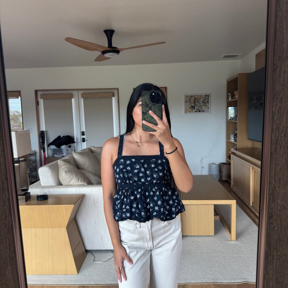 Celebrity Blue Floral Crop Top Medium